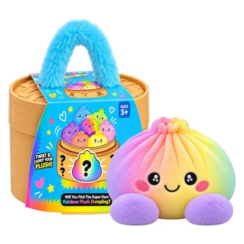 Plush Stuffed Dumpling Squishies, 3.94" Big Rainbow Squishes with Steamer | Plush Giant Dumpling Squishies Squeeze Toys, Christmas Stress Balls Squishies Fidget Toys for Adults Anxiety Relief