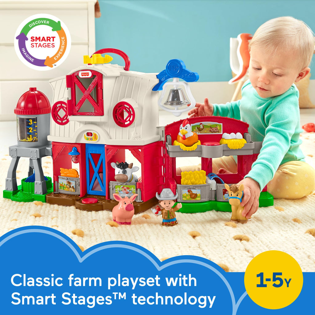 Fisher-Price Little People Caring for Animals Farm Playset | Toddler Learning Toy, Smart Stages Content with Educational Music, Pretend Play, Ages 1+ years (Amazon Exclusive)