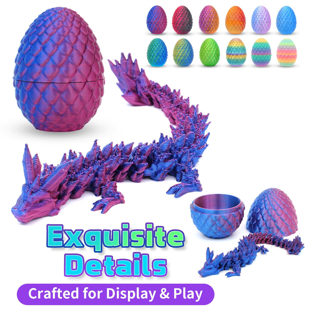 VivaNova 12 Pack 3D Printed Dragon Eggs with 12 Articulated 5-Inch Dragons