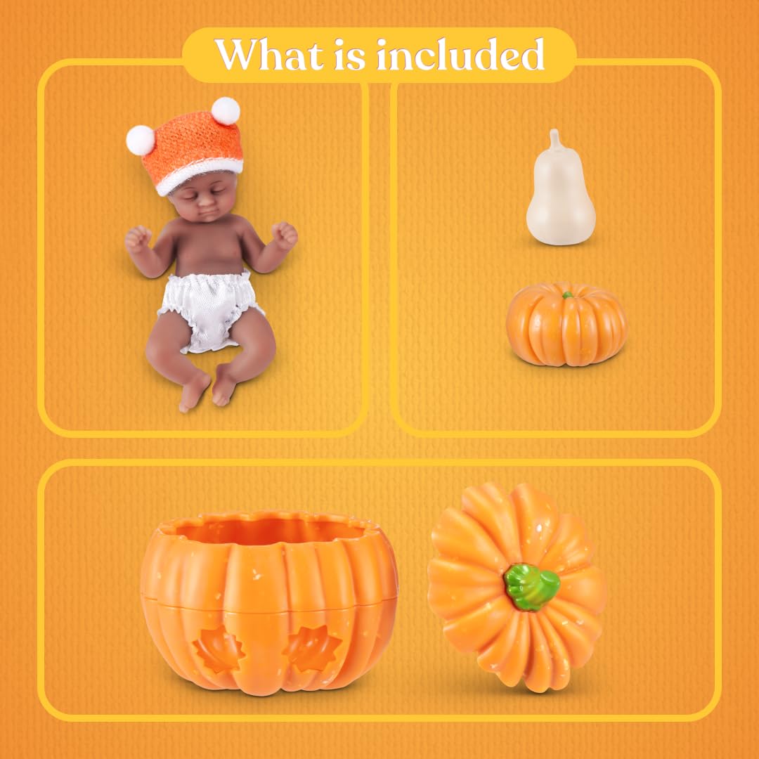 My Mini Pumpkin Patch Series 1 By ZURU | 1 of 6 limited-edition fall babies; ultra-realistic soft skin; cozy swaddle + themed accessory; collect all 6; ages 5+