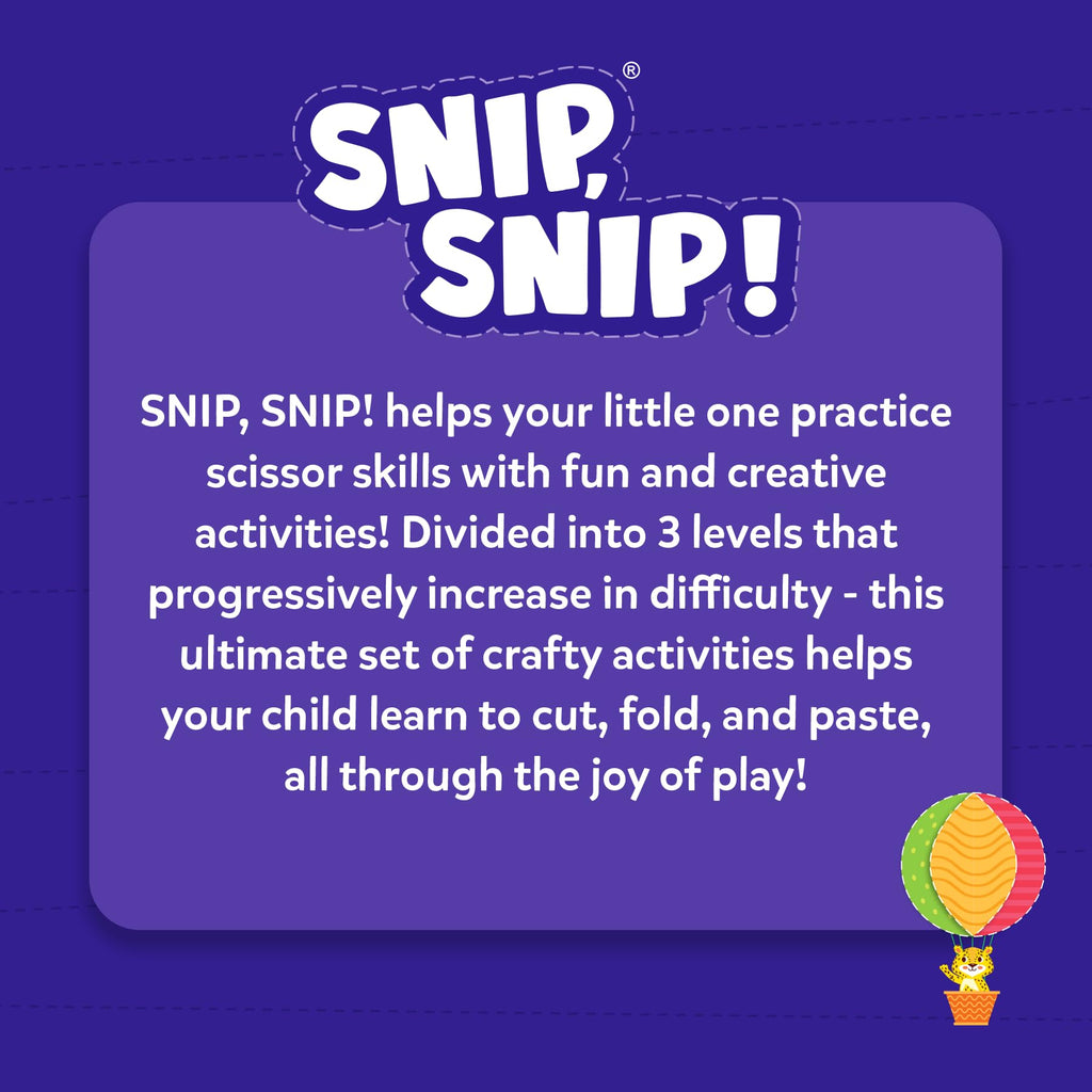 Skillmatics Snip Snip, Scissor Skills, Felt Craft Activity, Gift for Kids | Cutting Activity Book, Safety Scissors, Fine Motor Skills for Preschool, Screen-Free, Learning Toy, Toddlers, Ages 3, 4, 5, 6