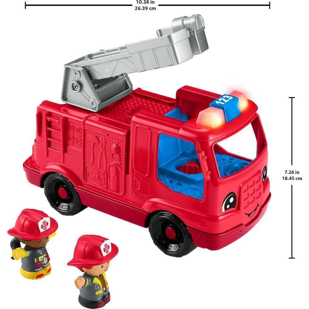 Fisher-Price Little People Fire Truck Toddler Toy | Push-Along Vehicle, Lights, Music & Sounds, 2 Figures, Preschool Kids Ages 1+ Years