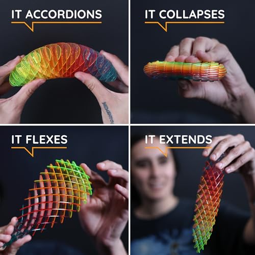 Morf Worm 3D Sensory Fidget Toys for Kids, Teens & Adults, Rainbow, Small | Quiet fidget toy for classroom, office & travel. Sensory toy for focus, stress & anxiety. Squish, stretch & bend!