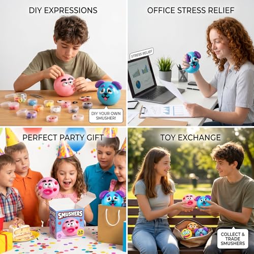 Smushers Squishy Curiosities - Ultra-Soft Slow Rising Stress Relief Toy for Adults, Cute Quirky Sensory Fidget Toy for Anxiety Relief, ADHD & Autism, Unique Office Desk Decor(Pink)