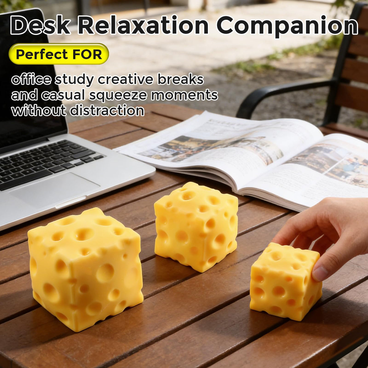Cheese Squishy Cube Block, Squishy Fidget Toys Adults, Easter Basket Stocking Stuffers, Sensory Stress Ball Squeeze Toys for Stress Relief (Yellow 2.4 in)