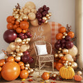 Burgundy Fall Balloon Arch Kit for Autumn Thanksgiving Party Decorations | 124Pcs Burnt Orange Burgundy Gold Nude Balloons, Harvest Baby Shower Wedding Birtday Party Decorations, 124Pcs