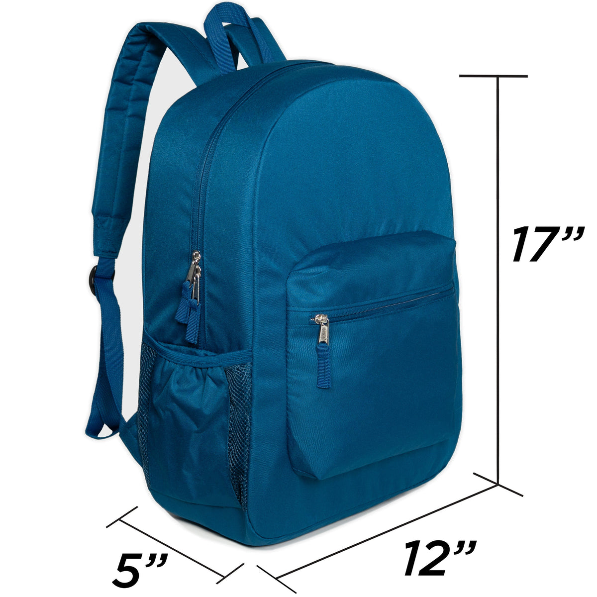 17" Premium Wholesale Padded Back Backpacks  in 8 Assorted Colors - Bulk Case of 24 Bookbags
