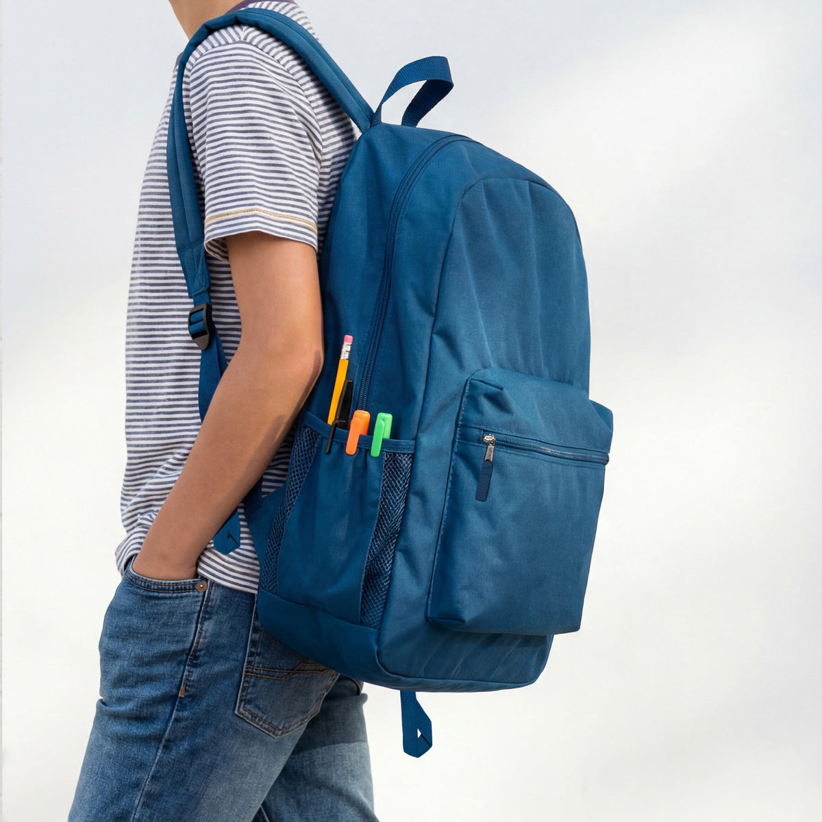 17" Premium Wholesale Padded Back Backpacks  in 8 Assorted Colors - Bulk Case of 24 Bookbags