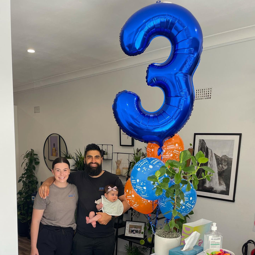 Blue Number 3 Balloon 40 Inch - 3 Balloon Number, 3rd Birthday Decorations