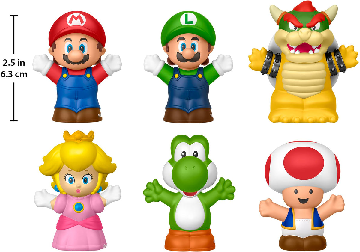 Fisher-Price Little People My Mario 6-Piece Character Figure Set | Pretend Play with Mario, Luigi, Princess Peach, Toad, Yoshi and Bowser figures, Toddlers & Kids Ages 18+ Months