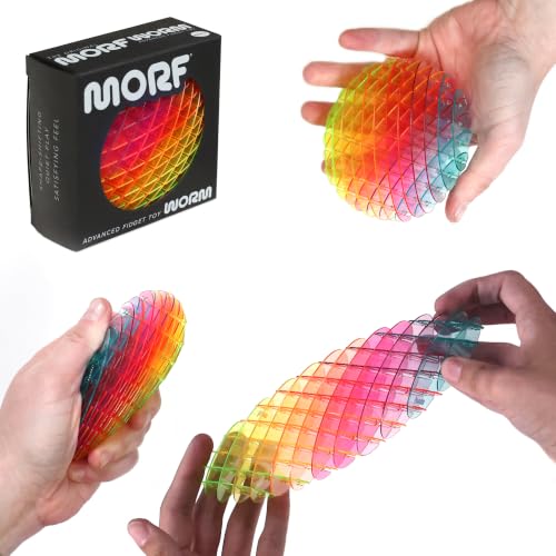 Morf Worm 3D Sensory Fidget Toys for Kids, Teens & Adults, Rainbow, Small | Quiet fidget toy for classroom, office & travel. Sensory toy for focus, stress & anxiety. Squish, stretch & bend!