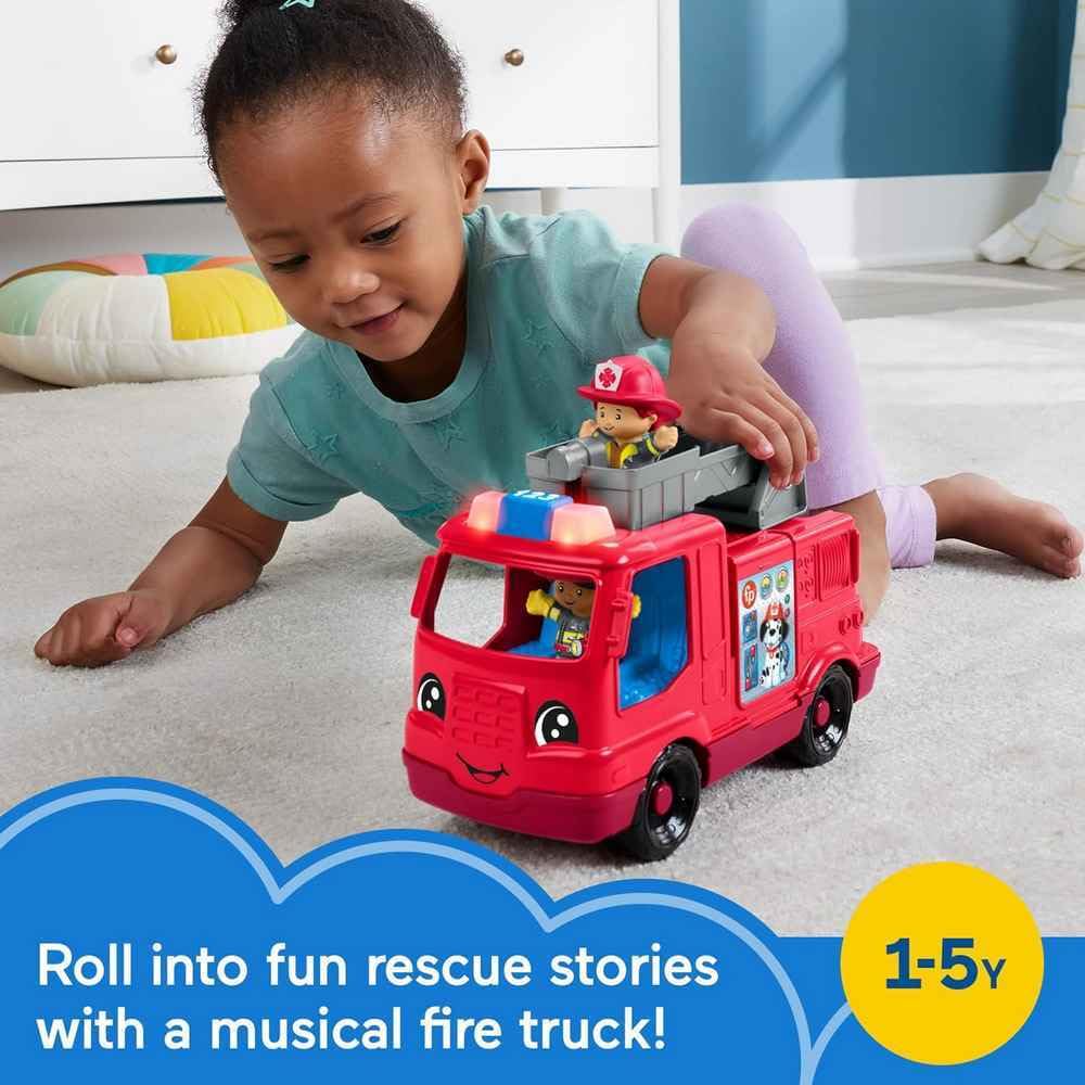 Fisher-Price Little People Fire Truck Toddler Toy | Push-Along Vehicle, Lights, Music & Sounds, 2 Figures, Preschool Kids Ages 1+ Years