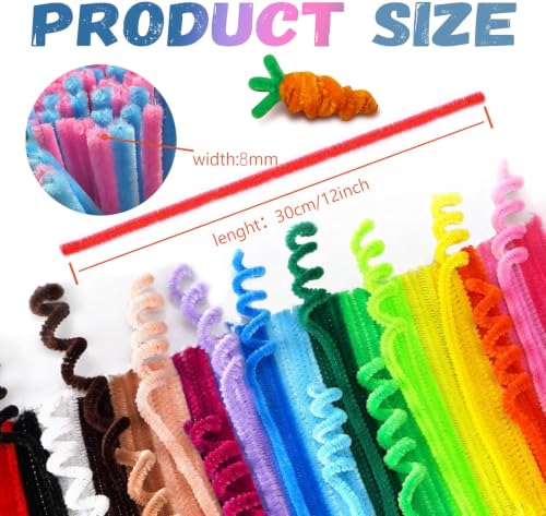 200 Pcs Pipe Cleaners Craft Bulk, 20 Colors Pipe Cleaner, Chenille Stems | Kids Toys & Games Gifts for Ages 5-7, Craft Supplies for Projects Creative DIY Room Decor, Halloween Christmas Decorations