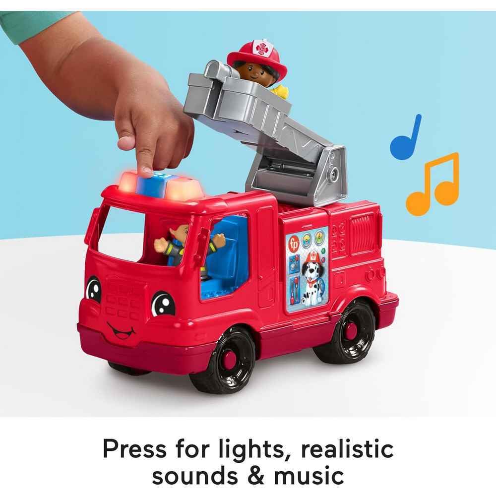 Fisher-Price Little People Fire Truck Toddler Toy | Push-Along Vehicle, Lights, Music & Sounds, 2 Figures, Preschool Kids Ages 1+ Years
