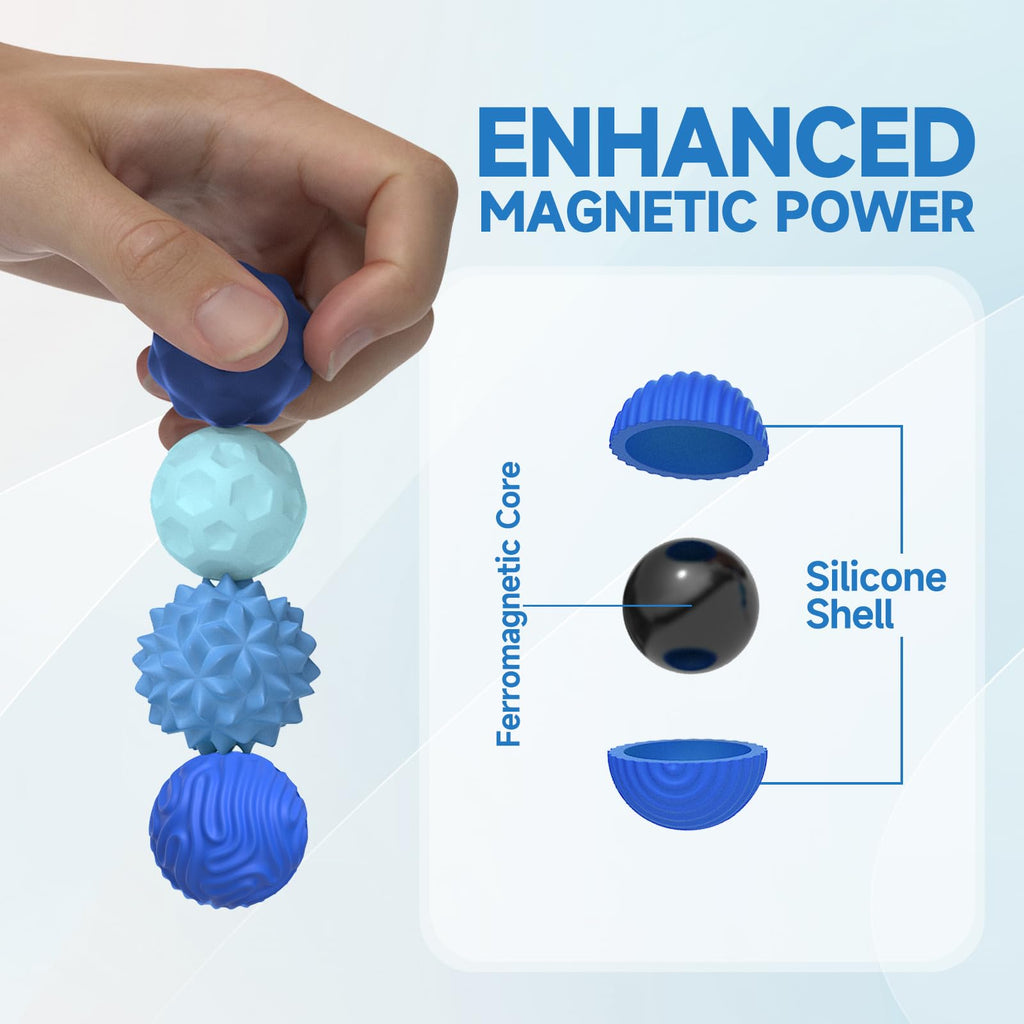 Magnetic Fidget Balls for Adults & Teens, Silent Fidget Toys for Office | Relief Stress Anxiety, Focus Aid, Autism ADHD, Calming & Relaxing, Textured Silicone, Magnetic Play, Gift Ready