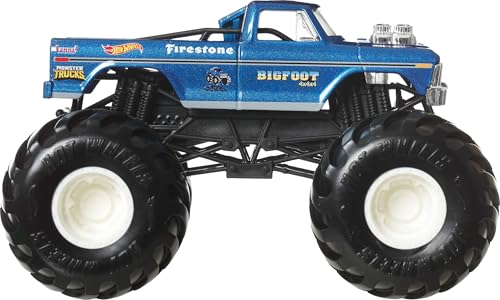 Hot Wheels Monster Trucks Oversized Bigfoot in 1:24 Scale | Die-Cast Toy Truck with Giant Wheels & Cool Designs, Recreate Favorite Monster Trucks Live Moments