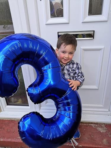 Blue Number 3 Balloon 40 Inch - 3 Balloon Number, 3rd Birthday Decorations