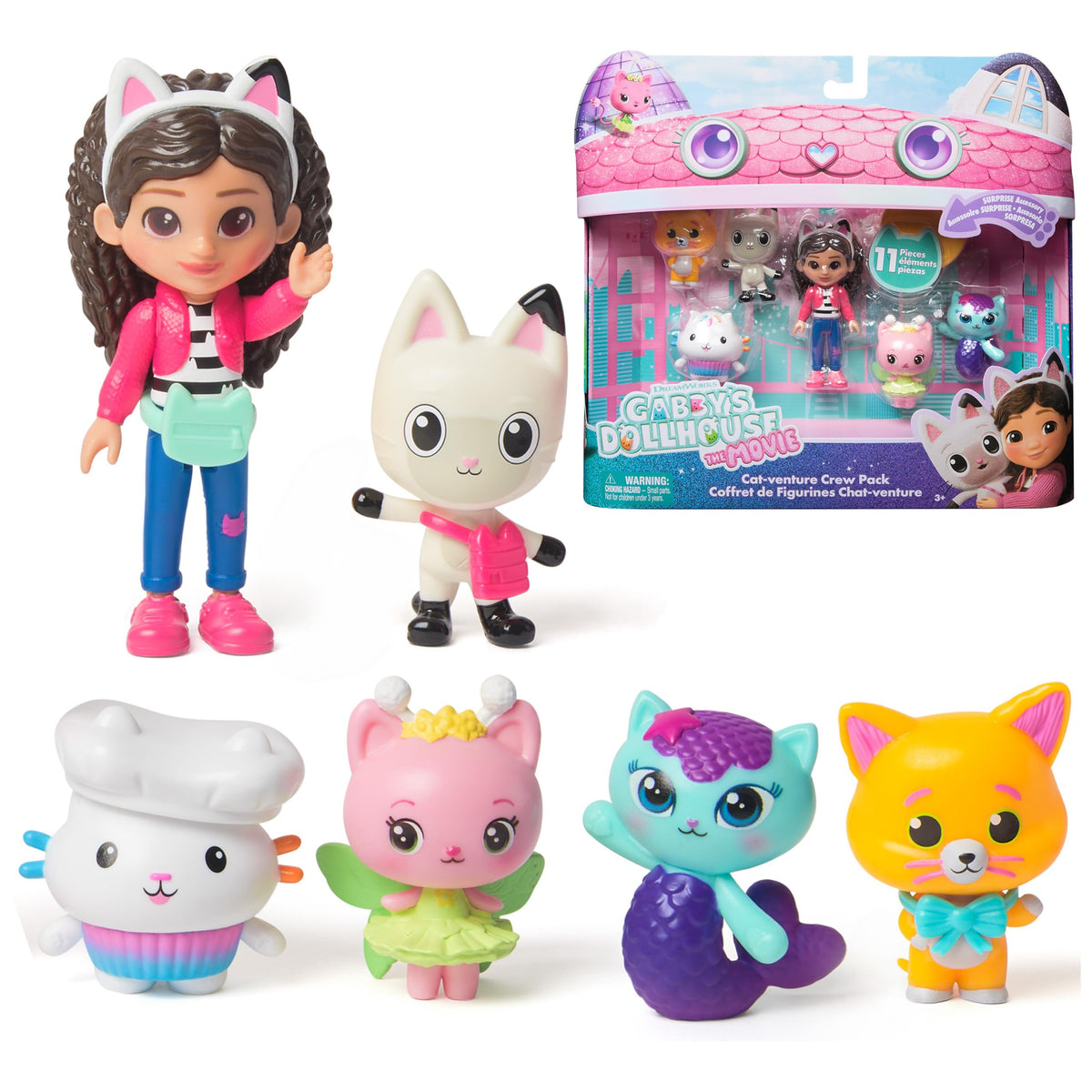 Gabby's Dollhouse Cat-Venture Crew Pack 11-Piece Figure Set | 11-Piece Figures, Gabby, Pandy, MerCat & More, Surprise Accessory, Kids Toys for Girls & Boys Ages 3+