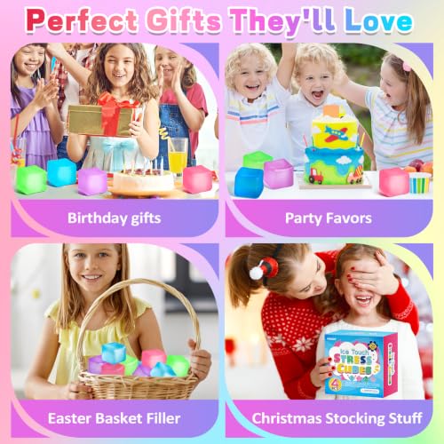 VISCOO 4 Pack Stress Cube,Slow Rising Cube Stress Balls for Adults Kids | Sensory Fidget Toy for Anxiety Relief, Square Shape Cube Squishy for Classroom Prizes, Squishy Balls for Party Favors