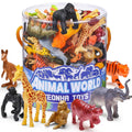60 Piece Mini Zoo Animal Toy with Gift Box, Plastic Jungle Animal Figurines | Realistic Small Animal Figures Sensory Bins, Party Favors, Cupcake Topper, School Education, Birthday Gifts for Children