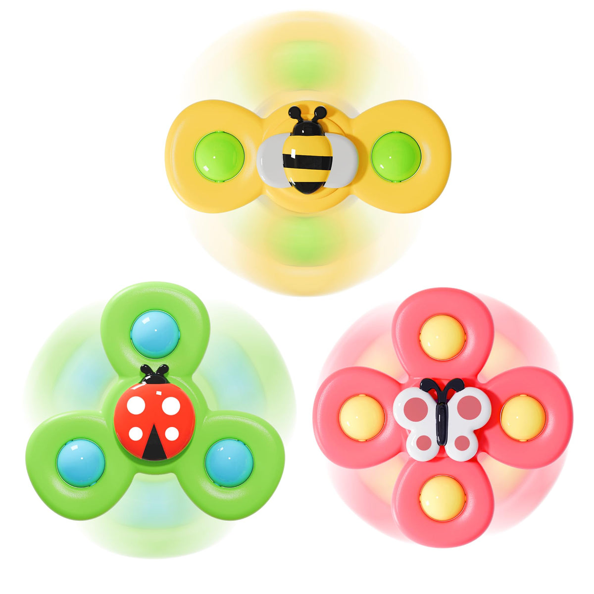 LiKee Strong Suction Cup Fidget Rotating Sensory Bath Toys for Baby 10+ Months (Insect-1)