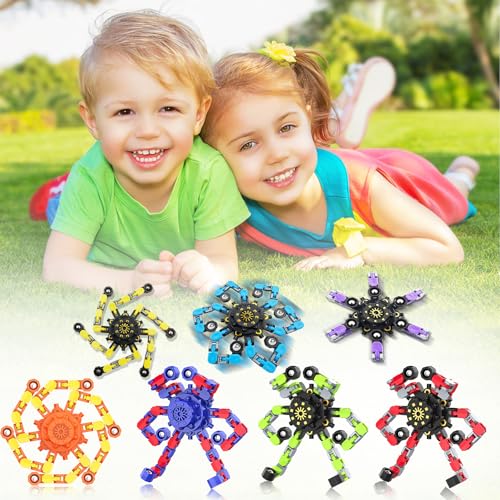 Transformable Fidget Spinners,9PCS Funny Sensory Fidget Toys for Kids | Deformable DIY Robot Spinner Fingertip Stress Relief Gyro Toy Kids Halloween Party Favors Stocking Stuffers Gifts