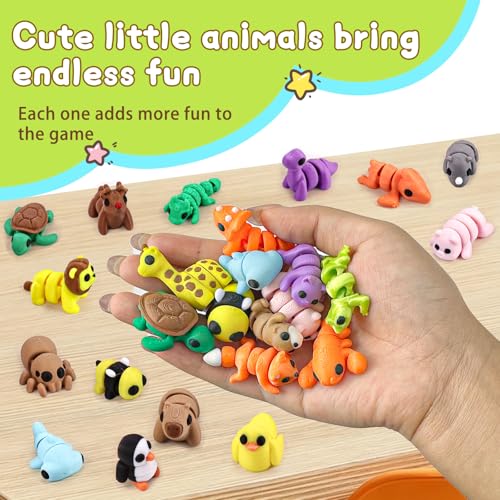 50 pcs 3D Printed Animal Figurines, Mini Articulated Animal Figurines Toys, Party Favors, Pocket Fidget Toys, Goodie Bag Stuffers, Exchange Gifts, Desk Pets, Classroom Rewards for Kids, Birthday Gifts
