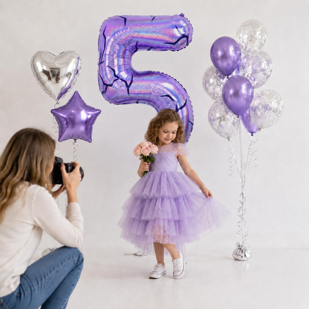 40'' Purple K-pop Number 5 Balloon for Girl 5th Birthday Party Decoration | Pastel Purple Number 5 Foil Balloon, Self Inflating, Girls Kid Birthday Party Anniversary Party K-pop Music Theme Party Decor
