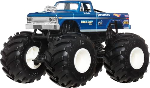 Hot Wheels Monster Trucks Oversized Bigfoot in 1:24 Scale | Die-Cast Toy Truck with Giant Wheels & Cool Designs, Recreate Favorite Monster Trucks Live Moments