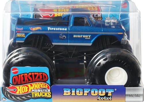 Hot Wheels Monster Trucks Oversized Bigfoot in 1:24 Scale | Die-Cast Toy Truck with Giant Wheels & Cool Designs, Recreate Favorite Monster Trucks Live Moments