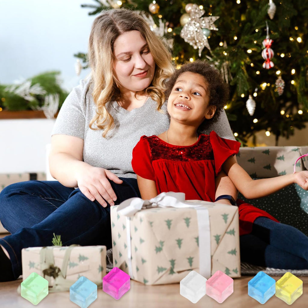 Sensory Toys 24 Pcs Cube Squishy Fidget Stress Toys for Adults Kids | Mini Ice Cube Squishy Toys Anxiety Stress Relief Hand Therapy Sensory Squishy Ball Classroom Prize Box Toys ﻿