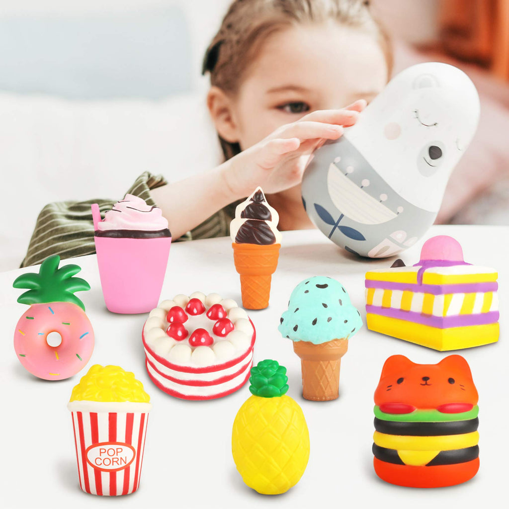 YOYI Slow Rising Squishy Toys, Jumbo Food Squishies Set | Soft Kawaii Food Designs with Fun Squeeze Texture, Perfect Stress Relief Fidget Toys for Boys, Girls and Squishy Collectors