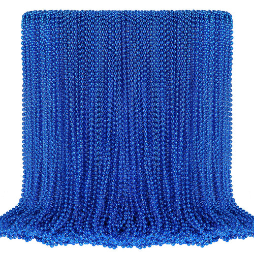 100 PCS Blue Bead Necklace, Blue Mardi Gras Beads Christmas Necklaces, 33" 4th of July Patriotic Beaded Necklace, Parade Throw Accessories for Independence Day Mardi Gras Hanukkah Pirate Theme Party