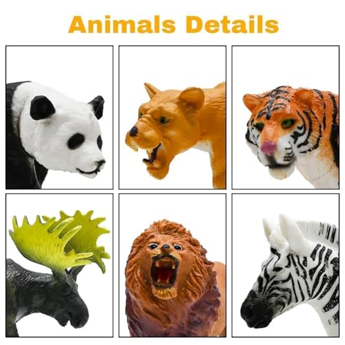 Safari Animals Figures Toys, Realistic Wild Zoo Animal Figurines, Plastic African Jungle Animals Playset for Kids Toddlers, 21Pcs Safari Toys Birthday Gifts for Boys Girls
