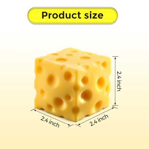 Cheese Squishy Cube Block, Squishy Fidget Toys Adults, Easter Basket Stocking Stuffers, Sensory Stress Ball Squeeze Toys for Stress Relief (Yellow 2.4 in)