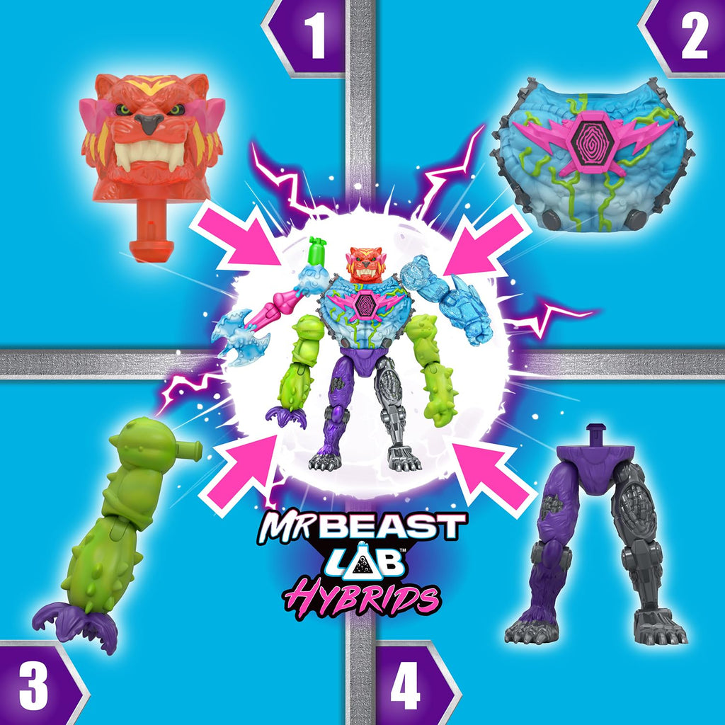 MrBeast Lab Hybrids Mega Pack, 5 Complete Buildable Figures | Pour water to reveal true colors, 1-in-8 chance of Golden Hyperbeast; MrBeast toys fans, 30+ to collect