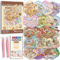 20 Sets DIY 3D Sticker Scene Book for Kids Adults Cozy Room Sticker Therapy | Cute Make Your Own Mini House Miniature Scene Stickers, Gifts for Adult Relief Stress Pass The Time, Hamburg Castle Library