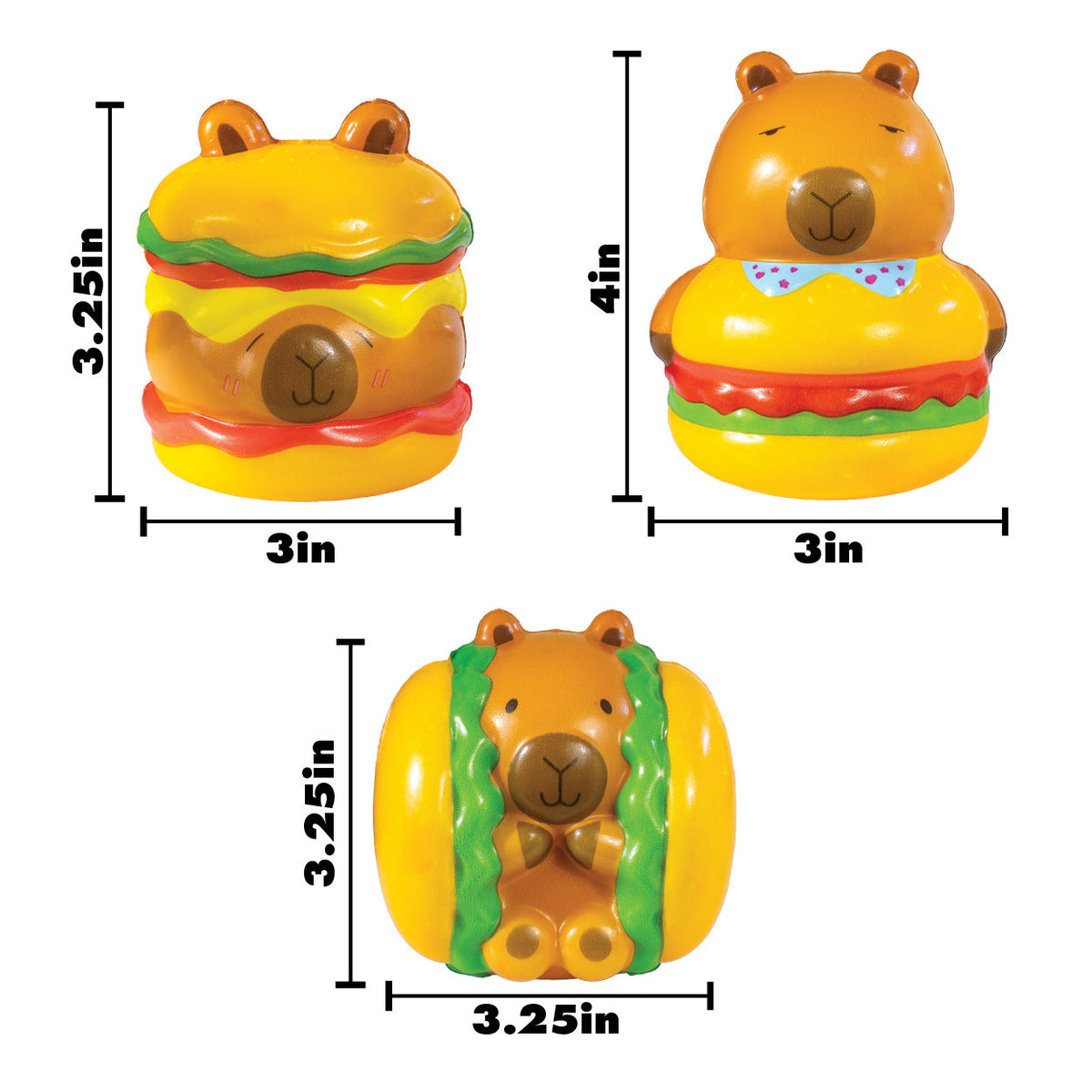 Cheeseburger Capybara Slow Rise Toys - 12 per bag