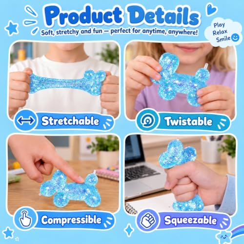 Graphinza Squeeze Toys – Balloon Dog Squishy Squeeze Toy (Blue1, 9cm)