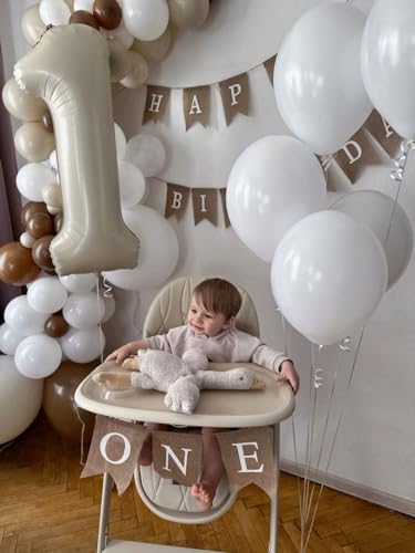 Number Balloons 1st Birthday Decorations, 40In Cream 1 Balloon for Women | Eye-catching Appearance, Perfect Decorative Centerpieces, Convenient Self-sealing Structure, Widely for Various Occasions