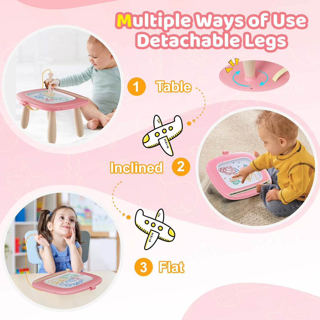 Kikidex Magnetic Drawing Board, Toddler Girl Toys for 1-3 Year Old, Doodle Board Pad Learning and Educational Toys for 1 2 3 Year Old Kids Birthday Gift (Soft Pink)