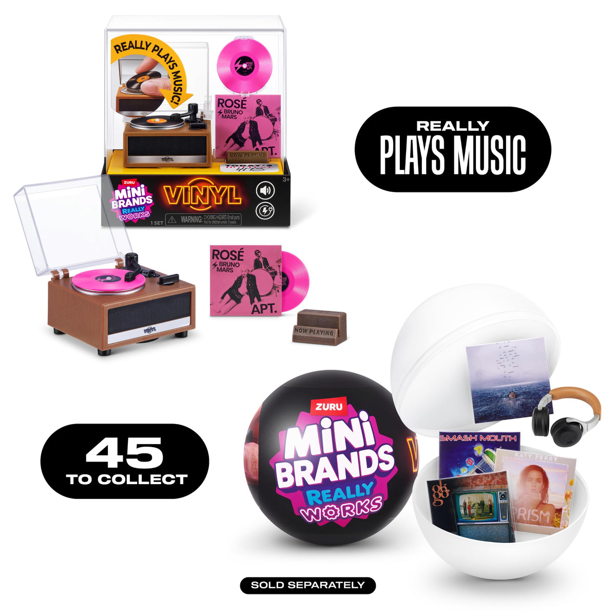 Mini Brands Really Works Vinyl Capsule Series 1 (2 Pack) By ZURU | 8 playable mini vinyls spin & play, music accessories, trending artists, works on Mini Brands Vinyl Player, collector gift
