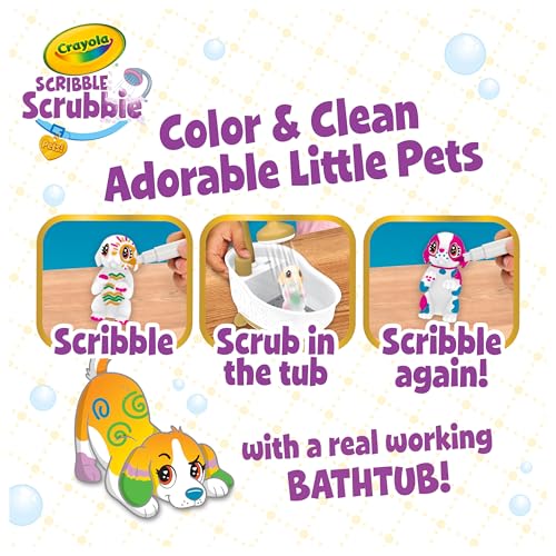 Crayola Scribble Scrubbies Glam Pack (4 Pets), Washable Pet Care Toy & Coloring Animal Craft Kit, Gift for Kids, Playset for Girls & Boys, Ages 3+