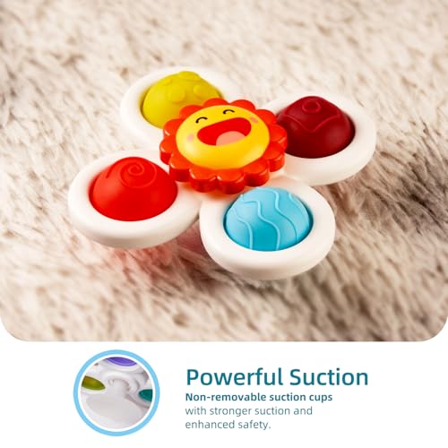 LiKee Strong Suction Cup Fidget Rotating Sensory Bath Toys for Baby (Sun)