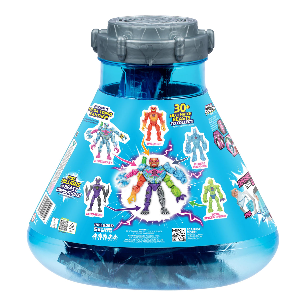 MrBeast Lab Hybrids Mega Pack, 5 Complete Buildable Figures | Pour water to reveal true colors, 1-in-8 chance of Golden Hyperbeast; MrBeast toys fans, 30+ to collect