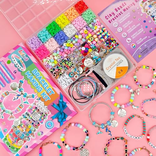 leitait Girls Toys Bracelet Making Kit -3400pcs Charm Jewelry Making Kit Supplies,Unicorn/Mermaid Crafts Birthday Christmas Gifts for Girls Ages 5 6 7 8 9 10 11 12 Years Old