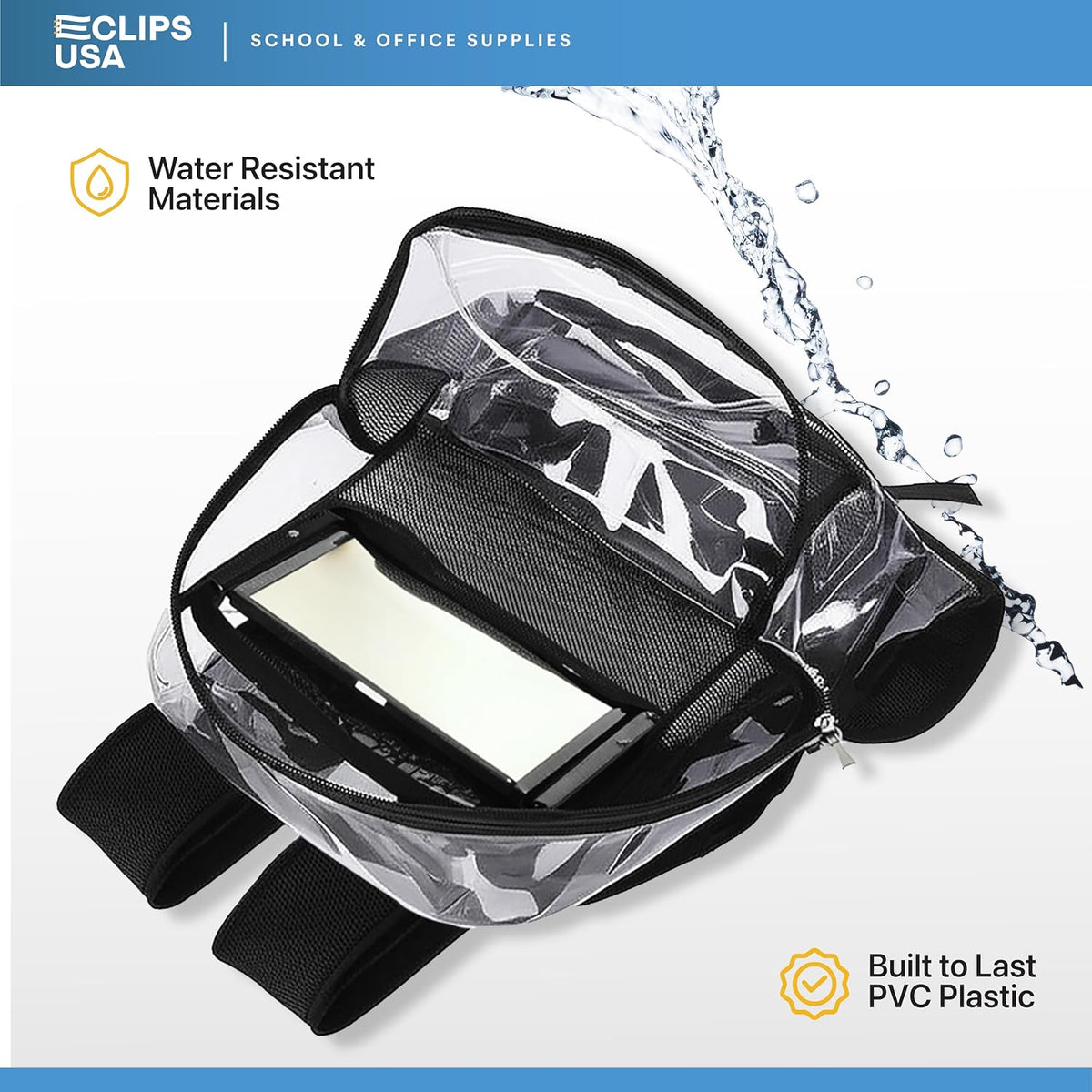 Clear Backpacks 17 Inch – Transparent Bookbags for School, Security, Events – Durable PVC with Reinforced Straps – 24 Pack