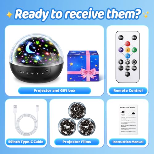 Staryou Dinosaur Toys, Remote+ 3Films+ 93Effects Dinosaur Toys for Kids 3-5 | for kids 2-4 & 3-5 & 5-7, birthday gift for boys ages 2-7, 3 timer+5 brightness, soothing bedtime light, kids bedroom decor