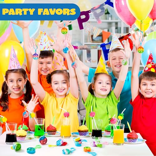 JOYIN Round Pop Fidget Keychain 30 Pack Pop Fidget Toys Bulk Party Favors for Kids 4-8,8-12 Years, Halloween Birthday Goodie Bags Stuffers Back to School Gifts Classroom Prizes Sensory Toys