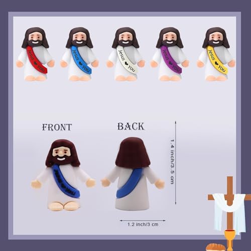 AKFAHOIF 20PCS Little Jesus Figures, Mini Jesus Figurines in Bulk, Multicolor Tiny Jesus Figures, Miniature Figurines to Hide and Seek Religious Gifts for Easter Egg Stuffers